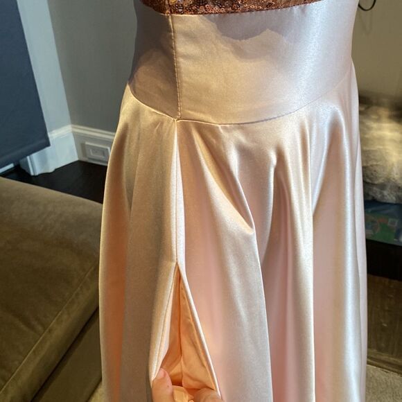 Women’s Full Length Sequined Bodice V-Neck Party Prom Dress Size 8 NWOT - Picture 3 of 11